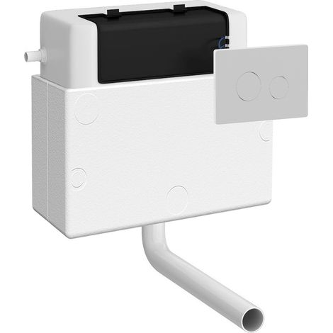 Colore Dual Flush Universal Access Concealed Cistern with Pneumatic Fitting and Matt White Flush Plate with Round Buttons