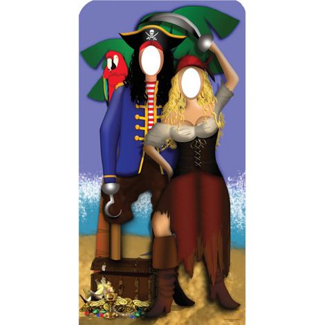 Figurine en carton Passe tête Pirate Couple 186 cm (1/4)