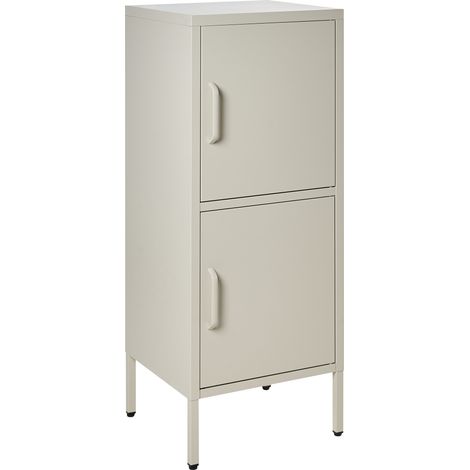 Armario de metal para oficina de 2 puertas con 4 estantes almacenaje beige claro Huron (1/5)