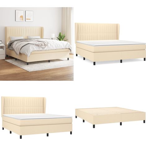 Boxspringbett mit Matratze Creme 180x200 cm Stoff - Boxspringbett - Doppelbett - Cremefarbenes Bett - Bettsofa - Schlafsystem - Home & Living (1/5)