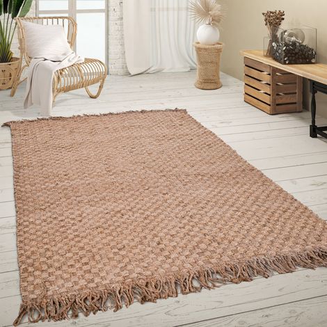 Paco Home Tappeto Salotto Fibra Naturale Iuta Fatto A Mano Motivo Astratto Moderno 200x290 cm, Natura 3