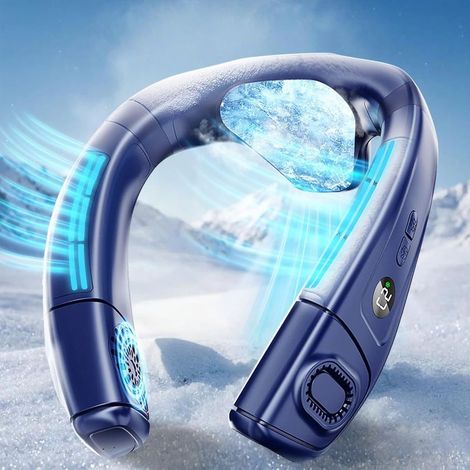 Ventilateur de Cou Portable avec Grande Plaque de Refroidissement, Petit Ventilateur Climatiseur Cou Mobile Silencieux 6000mAh Rechargeable, 360° Rafraichissant Flux d'air Arrière pour Bureau Voyage (1/5)