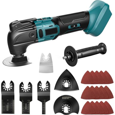 Outil Multifonction Oscillant Compatible avec Makita 18V Batterie Outils Multifonctions Sans Fil à Moteur Sans Balais, 6 Vitesses Variables, pour Découpage Grattage Ponçage Polissage (1/5)