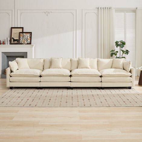 Sofá Cloud de 4 plazas (otomana no incluida), sofá seccional moderno, ideal para sala de estar, dormitorio y apartamento, cómodo cojín de asiento tapizado de doble capa, tejido de chenilla transpirabl (1/5)