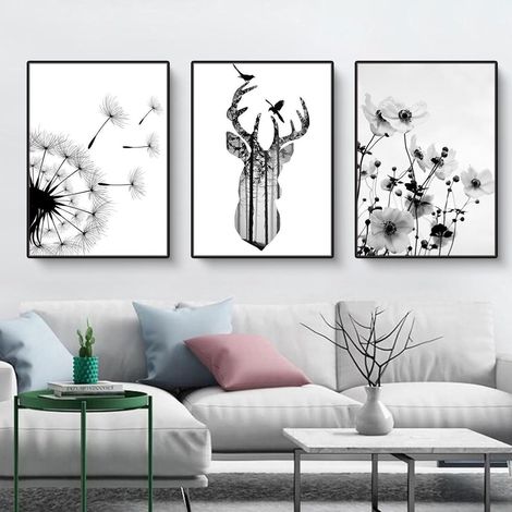 Poster 3er Set Schwarzweiß Schmetterling Wanddeko Wohnzimmer H 30x40cm (1/5)