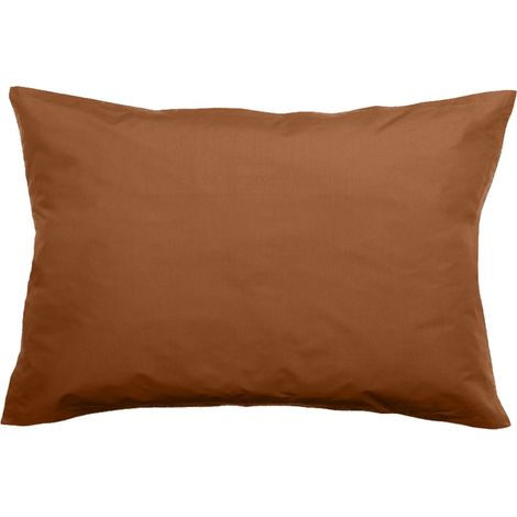 Taie d'oreiller en percale de coton - Manoir - 50 x 70 cm - Marron - Livraison gratuite (1/2)