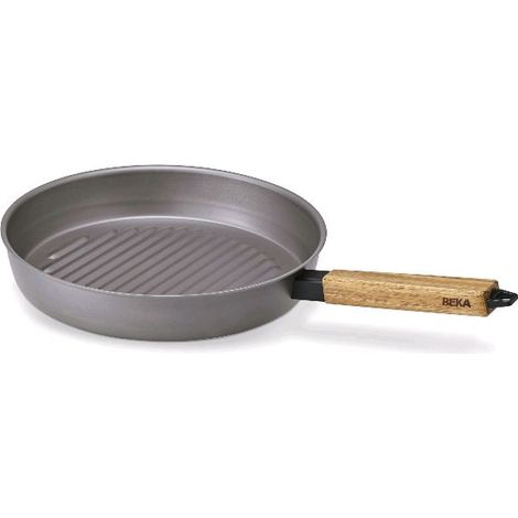 Poêle gril BEKA Nomad 28 cm en acier carbone manche bois d’acacia (1/4)