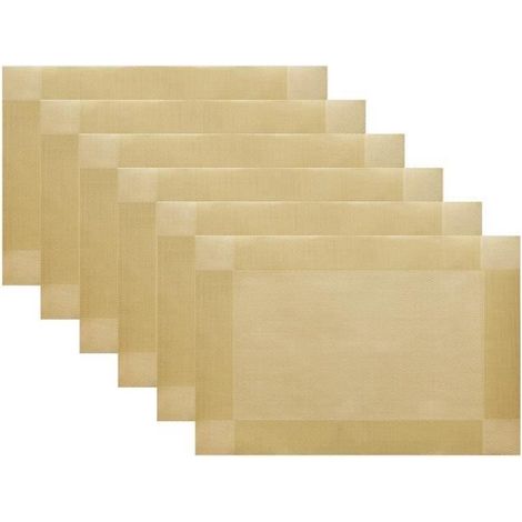 (Gold) Set mit 6 waschbaren Platzsets, rutschfest, strapazierfähig, hitzebeständig, leicht zu reinigen - 3 (1/4)