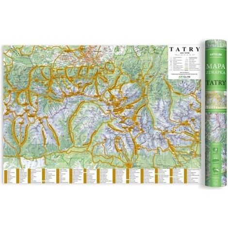 ArtGlob Tatra Mountains Scratch Map: conquista i sentieri, scopri le vette