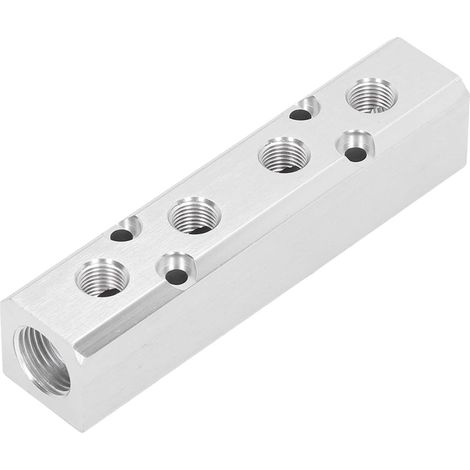 Collecteur Pneumatique, G1/2 Entrée G1/4 Sortie de Distribution Pneumatique 30x30mm Connecteur Bloc D'air(SY30-02-4F) - (1/5)