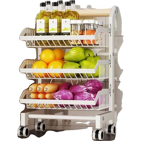 Étagère de rangement en métal pour cuisine, chariot utilitaire roulant, organisateur autonome, BLANC, 5-niveaux (1/2)
