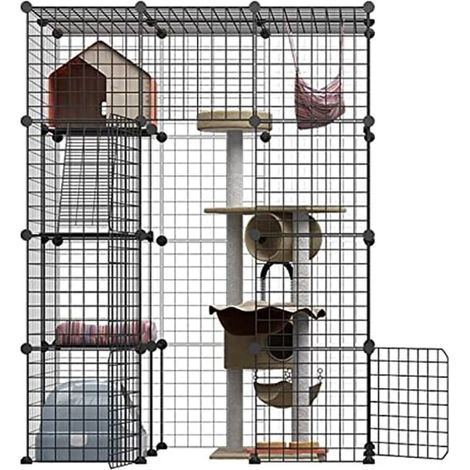 Large Pet Cage, 4 Removable Layers, 111/75/146cm, Large Space, Material, Alloy Steel, Black