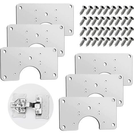 Cabinet Hinge Repair Brackets, Stainless Steel Hinge Repair Plate Mounting, Furniture Hinge Repair Kit MUMU (1/4)