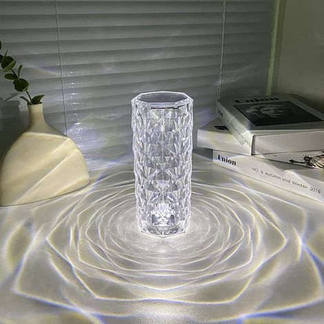 Lampe de table LED en cristal, LED Touch Dimmable Lampe de table Veilleuse Moderne Diamant Lampe de chevet Cristal Veilleuse pour Chambre à coucher, Restaurant Décoration Salon (1/5)