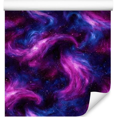 Papel pintado Galaxia en acuarela, morado, ciruela e índigo, 50x1000 cm. (1/5)