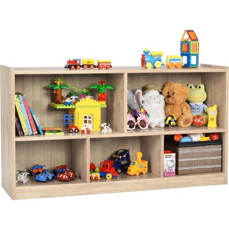 Spielzeugregal aus holz mit 5 fachern 111 x 30 x 615 cm