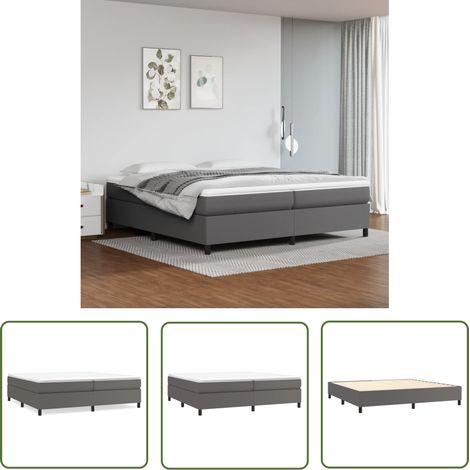 The Living Store Bettgestell Grau 200x200 cm Kunstleder - Bettes Gestell - Doppelbett - Kunstleder Bett - Grau Bett - Boxspringbetten (1/5)