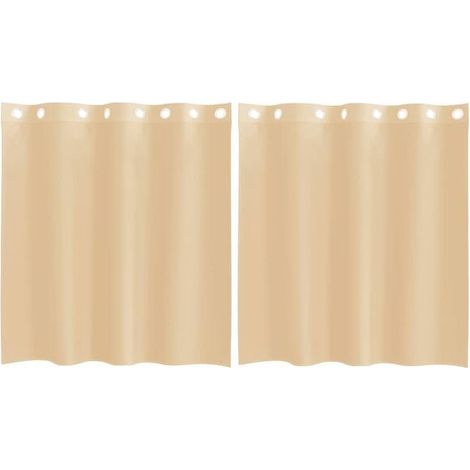 Voilages à œillets, 2 pièces, couleur sable (1/5)