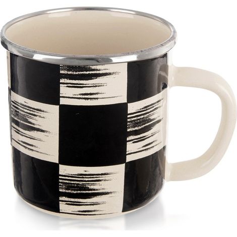 Tazza da cucina smaltata a scacchiera CON manico PER caffè 400 ml (1/4)