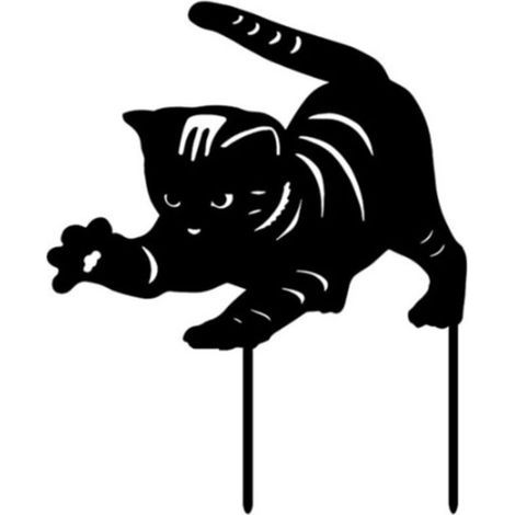 Chat du Jardin Décoration, Décor De Statue De chat pour La Cour Enjeux De Jardin De Silhouette Animale réaliste Art de Cour de Chat Décoration pour Plancher, Pelouse, Jardin, Chemin Trottoir, Noir (1/5)