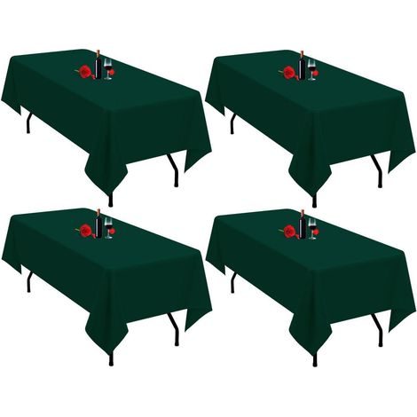 4er-Pack Tischdecken Dunkelgrün 153x260 cm Rechteckig Polyester Waschbar