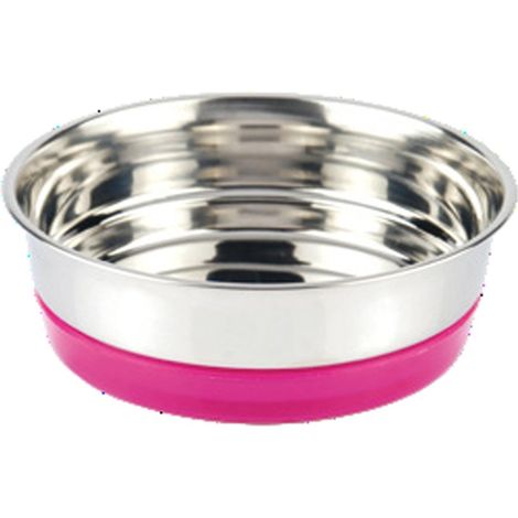 Set 3 ciotole in acciaio Fluo con base in gomma antiscivolo per cani e gatti: 3 ciotole fucsia 12 cm