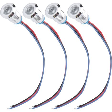 Set 4 LEDs ronds étanches 12mm 3-6V, pré-câblés, double couleur rouge et bleu, anode commune, éclairage pour projets DIY (1/5)