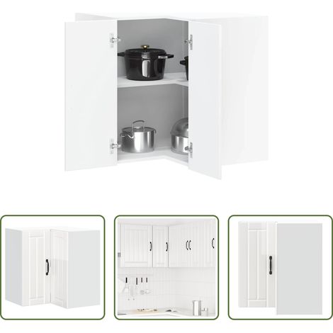 Eckschrank - Küchen-Eckhängeschrank Lucca Hochglanz-Weiß Holzwerkstoff (1/5)