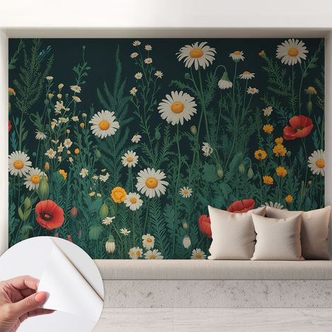 Fotomurale adesivo - murale da parete - Carta da parati autoadesiva - design parete moderno - Fiori di campo 208x146 cm (1/5)