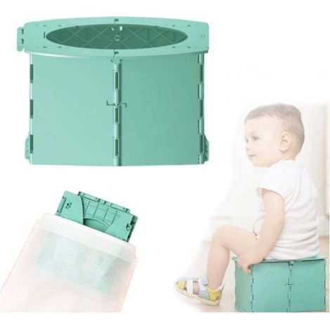 Grünes, tragbares Falt-Töpfchen für unterwegs, faltbares Auto-Töpfchen für Kinder, Falt-Toilette für Kinder, Outdoor-Töpfchensitz für Jungen, faltbares Auto-Toilette für Babys (1/5)