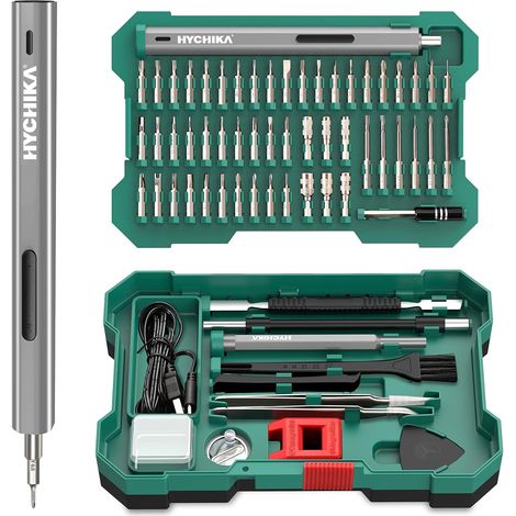 Precision Screwdriver Set, HYCHIKA 67 in 1 Electric Mini Cordless Screwdriver LED Lights USB Rechargeable Magnetic Drill Bits Multipurpose Portable Repair Tools (1/5)