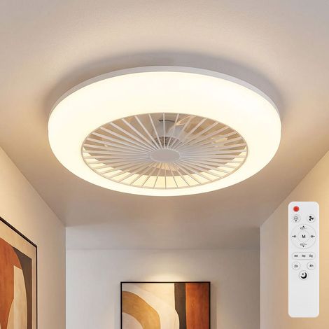 LED Ventilatore da soffitto Lampada da soffitto Soggiorno Lampada Dimmerabile Bianco Opale H 14 cm