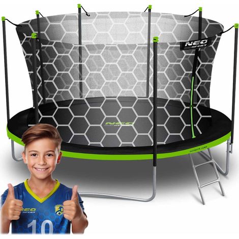 Trampolín de jardín de 465 cm con red interior y escalera Neo-Sport