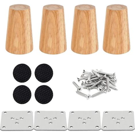 4er-Set Holzmöbelfüße, 8 cm Ersatz-Sofabeine, Kaffeebraun