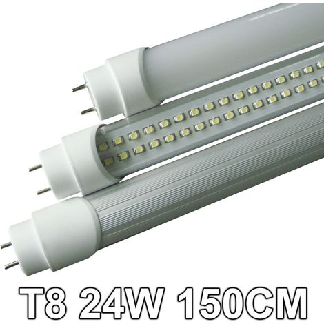 Trade Shop - Tubo De Neón Led T8 Smd De 24 W "150 Cm" Conector Led Luz Blanca Natural Fría Cálida - Cubierta De Opaca