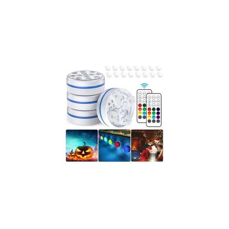 Lumière LED Submersible, Projecteur Piscine étanche Sous-Marines Multi-couleur avec Télécommande, Eclairage piscine hors sol, Pour Aquarium, Piscine, Aquarium, Baignoire Décoration (4 Pcs)