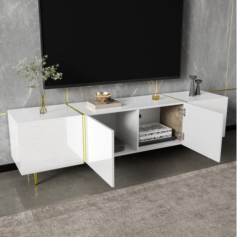 mobile tv 170 cm 4 ante bianco lucido soft close MDF OKMYHOME (1/5)