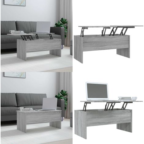 Couchtisch Grau Sonoma 102x50,5x46,5 cm Holzwerkstoff - Couchtisch mit Ablagefächer - Couchtisch für Wohnzimmer (1/5)