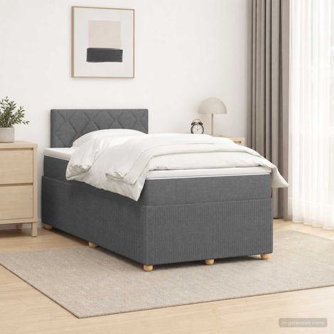 vidaXL Lit boxspring avec matelas Gris foncé 120 x 200 cm Tissu (1/5)