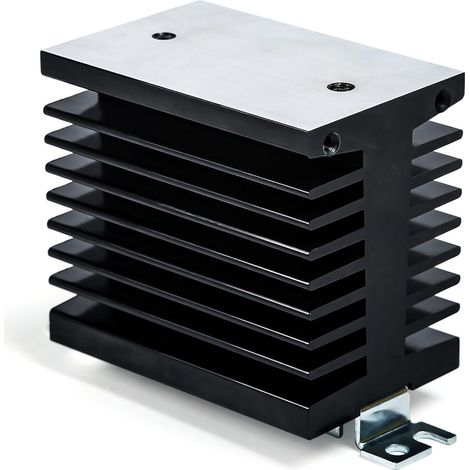 Dissipateur thermique, relais Dissipateur thermique en aluminium à semi-conducteurs Dissipateur thermique monophasé Noir Pour 60-80A SSR (1/5)