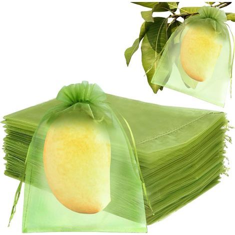 Sachet Protection Raisin 17 x 23 cm, 50 Pièces Sac de Protection Fruits, Vert Sac Organza avec Cordon Sacs Filets Protection, pour Protéger Contre Guê (1/5)