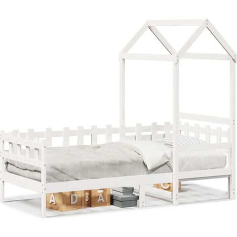 Maison Exclusive - Tagesbett mit Dach Weiß 80x200 cm Massivholz K