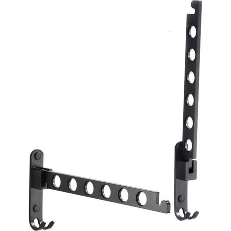 Cintre mural rétractable et pliable, support de rangement pour vêtements, cintre à linge, support de séchage robuste, crochets à vêtements en métal (noir mat, lot de deux) (1/5)