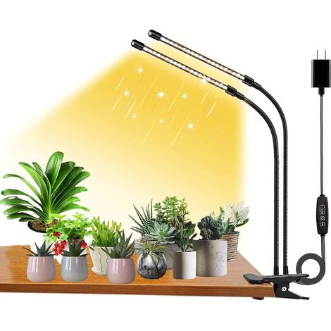 Lampe Horticole LED, Lampe De Croissance Pour Plantes D'Intérieur, 3000k/5000k/660nm Lampe LED Horticole Spectre Complet, Lampe Plante D'Intérieur à Clipser Avec Led Blanches Rouges 2 Têtes (1/5)