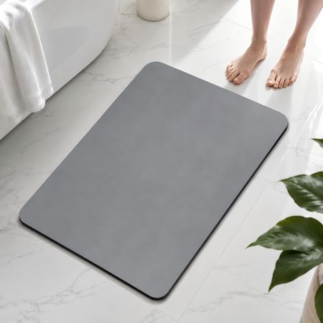 Tapis de Bain Diatomite, 40x60cm Tapis Salle de Bain Antidérapant SéChage Rapide, Tapis de Douche Absorbant, Lavable Tapis de Bain Pierre, Diatomite Bath Mat pour Douche, Gris Foncé (1/5)