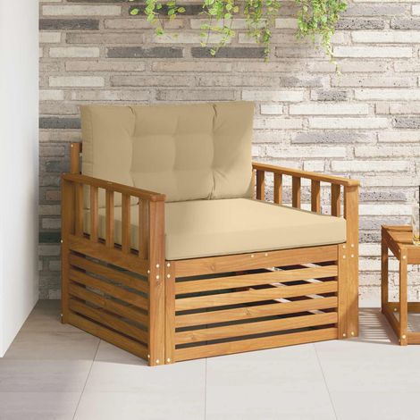 Outdoor-Sofagarnitur Massives Akazienholz und Polyester Natur
