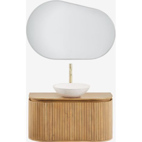 Conjunto de mueble de baño suspendido 90x40 cm en madera de mango Analis SKLUM       