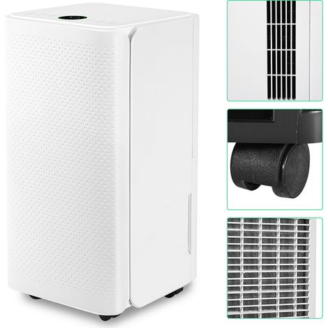Jiubiaz Deshumidificador de Aire, 24hr Timer, Blanco para Dormitorio, Sótano, 16L/Día Deshumidificador de Aire Portátil (1/5)