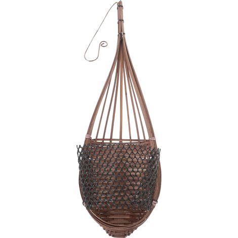 Pot de fleurs suspendu Hohopeti au design vintage, fixation murale en bambou tressé (1/5)