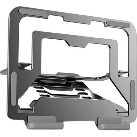 Zusammenklappbarer Laptopständer aus Aluminium für einfache Aufbewahrung und Transport, grau